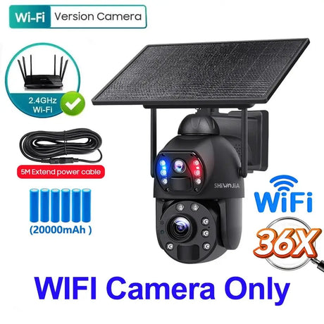 SHIWOJIA Solar 4G Security Camera With 360 Night Vision And 36X Zoom - stepyours.com
