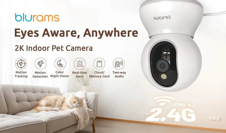 Blurams Pet Camera 2K - 360 Degree Indoor PTZ Security With 2 Way Audio - stepyours.com