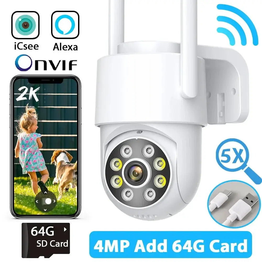 Hooked On 8MP 4K WiFi PTZ Camera Dual Lens Outdoor Security ICSEE App - stepyours.com