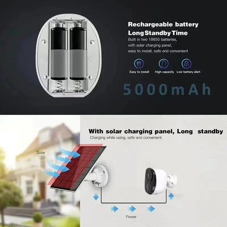 NOCCLIL Wireless Outdoor Security Camera 2K Battery Powered IP66 Weatherproof - stepyours.com