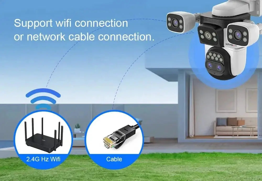 LS VISION 20MP Outdoor WiFi Security Camera With 4 Lenses 10X Zoom Auto Tracking - stepyours.com
