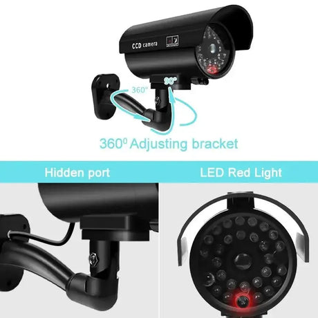 Dummy Security Camera Waterproof Indoor Outdoor Red LED Flashing No Wiring - stepyours.com