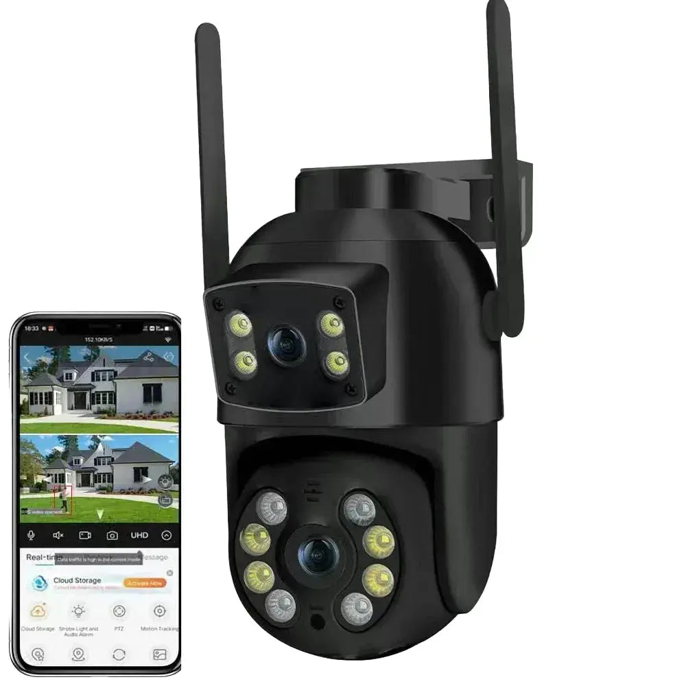 8MP 4K PTZ WiFi Camera With Dual Lens For Outdoor AI Human Detection - stepyours.com
