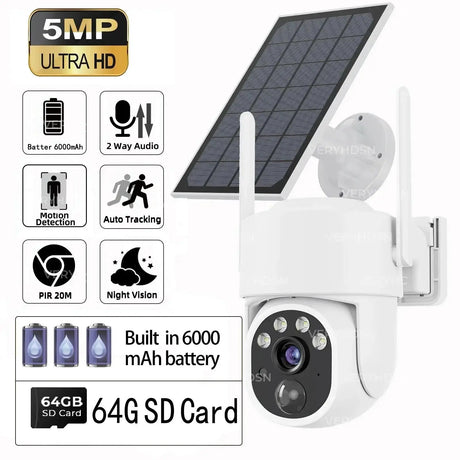 Solar Surveillance Camera Weatherproof WiFi Night Vision