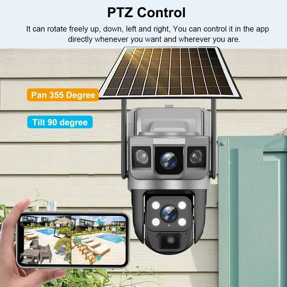 Solar Powered Dual Lens WiFi CCTV Camera With 12MP 10X Zoom PTZ IP66 Outdoor - stepyours.com