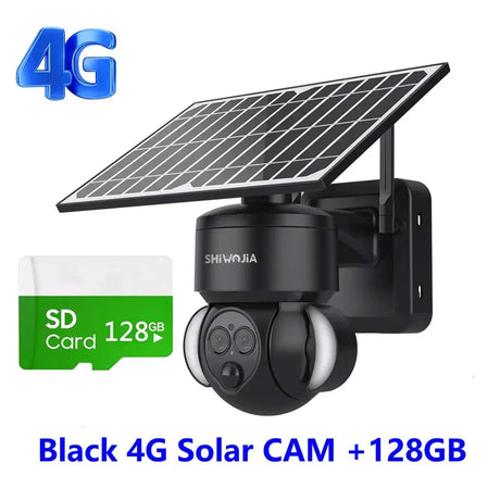 Shiwojia 6MP Solar Camera With 4G Sim Card Outdoor 12X Zoom
