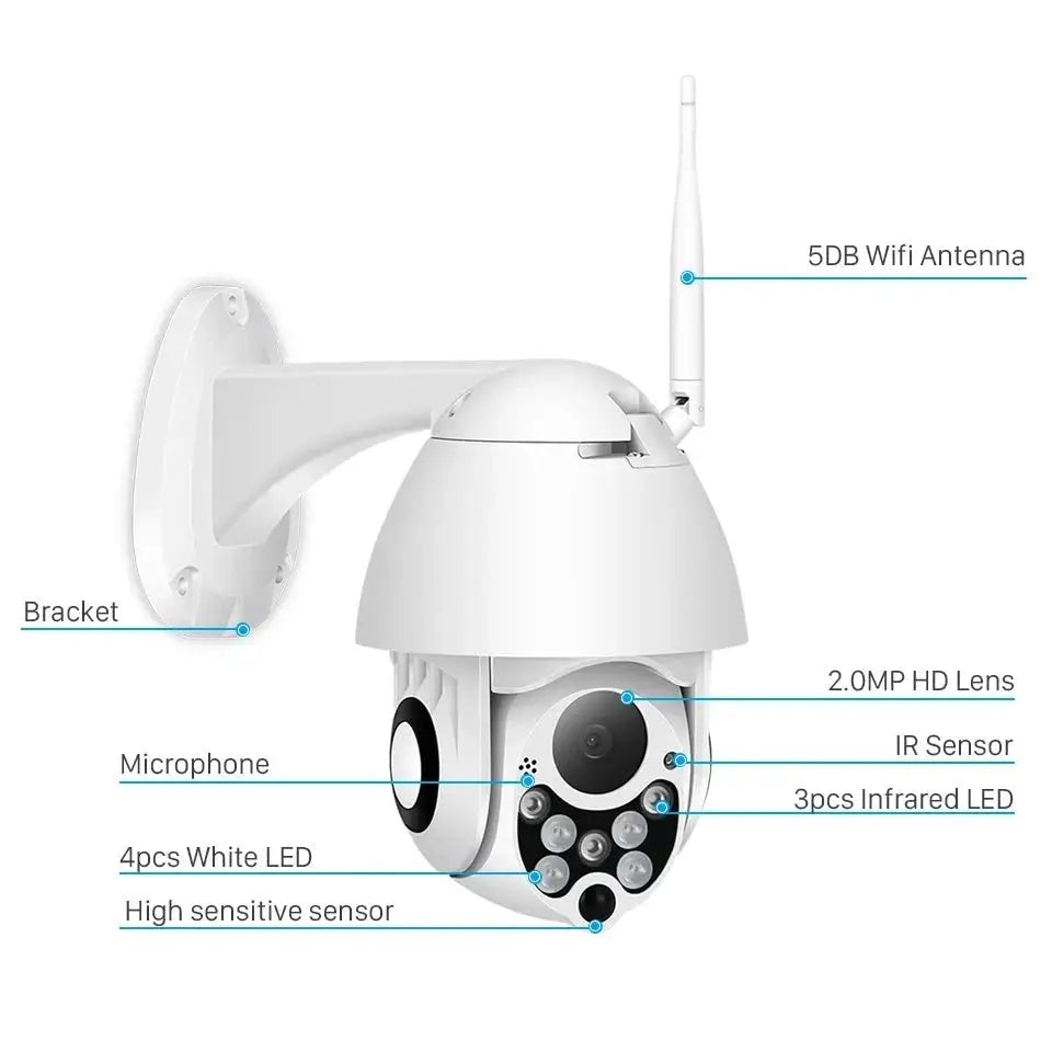 Abuntu YCC365 PTZ WiFi Outdoor Camera 1080P 4X Zoom With Smart Tracking - stepyours.com