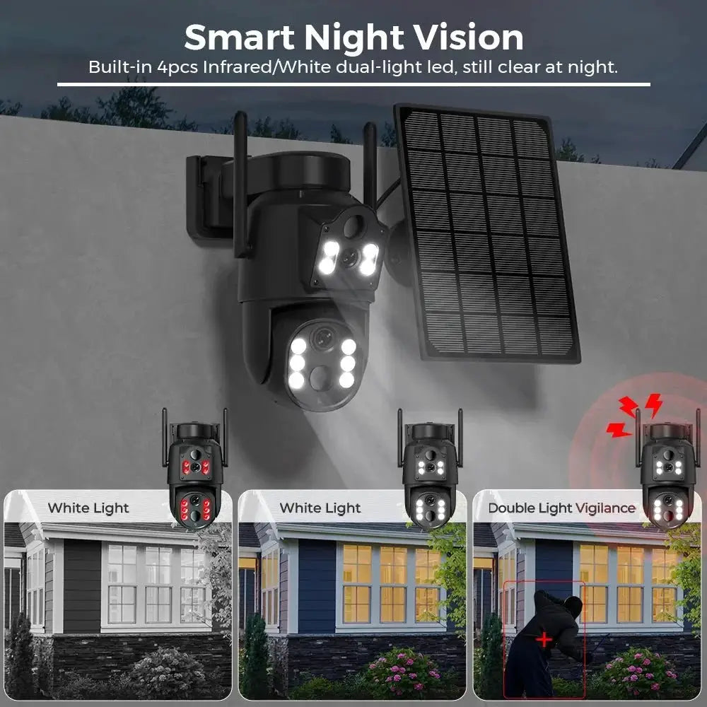 8MP 4K Solar WiFi Outdoor Camera Built In Battery Dual Lens 2K Surveillance - stepyours.com