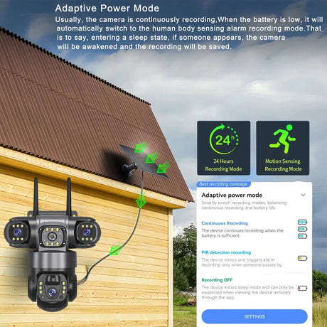 V380PRO 3 Lens WiFi Solar Camera 15MP 360 Outdoor Waterproof CCTV Night Vision - stepyours.com