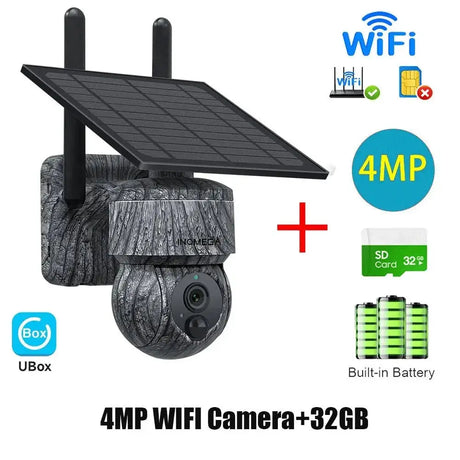 INQMEGA Solar Powered PTZ Camera 5MP 4MP WiFi 4G CCTV With Two Way Audio - stepyours.com