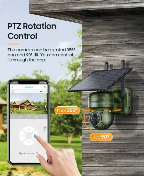 Shiwojia Wifi Wireless PTZ Solar Camera 4G SIM Outdoor 4MP