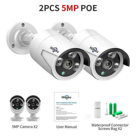 5MP PoE Outdoor Security Camera With Night Vision And Audio