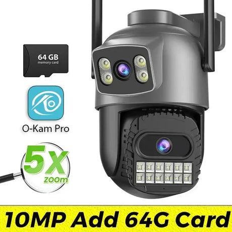 Outdoor Dual Screen IP Camera - 4K 15MP PTZ 10X Zoom AI Human Detection - stepyours.com