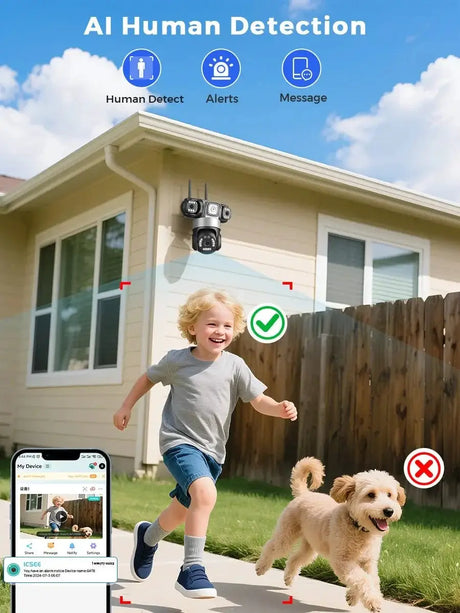 12MP Outdoor WiFi PTZ Camera With 6K HD Triple Lens Waterproof - stepyours.com