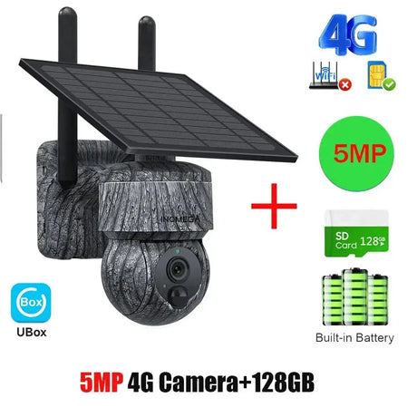 INQMEGA Solar Powered PTZ Camera 5MP 4MP WiFi 4G CCTV With Two Way Audio - stepyours.com