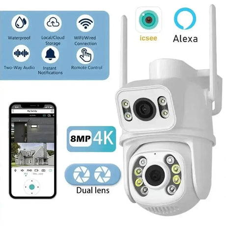 4K Dual Lens PTZ WiFi Outdoor Security Camera Night Vision