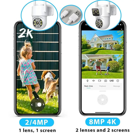 Hooked On 8MP 4K WiFi PTZ Camera Dual Lens Outdoor Security ICSEE App - stepyours.com