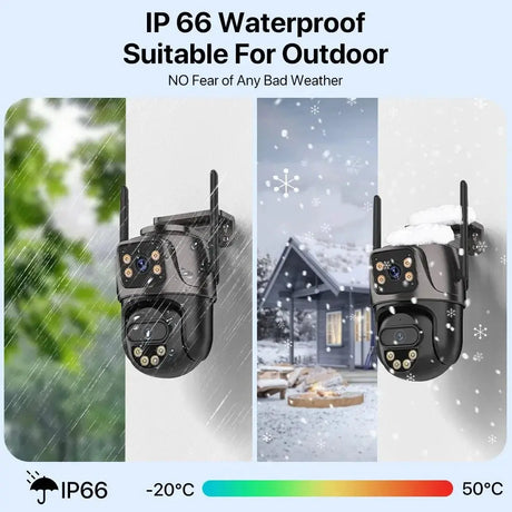 WONSDAR Dual Lens PTZ WiFi Camera Outdoor AI Security iCSee.add Hooks - stepyours.com