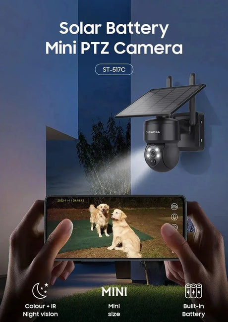 Shiwojia Wifi Wireless PTZ Solar Camera 4G SIM Outdoor 4MP