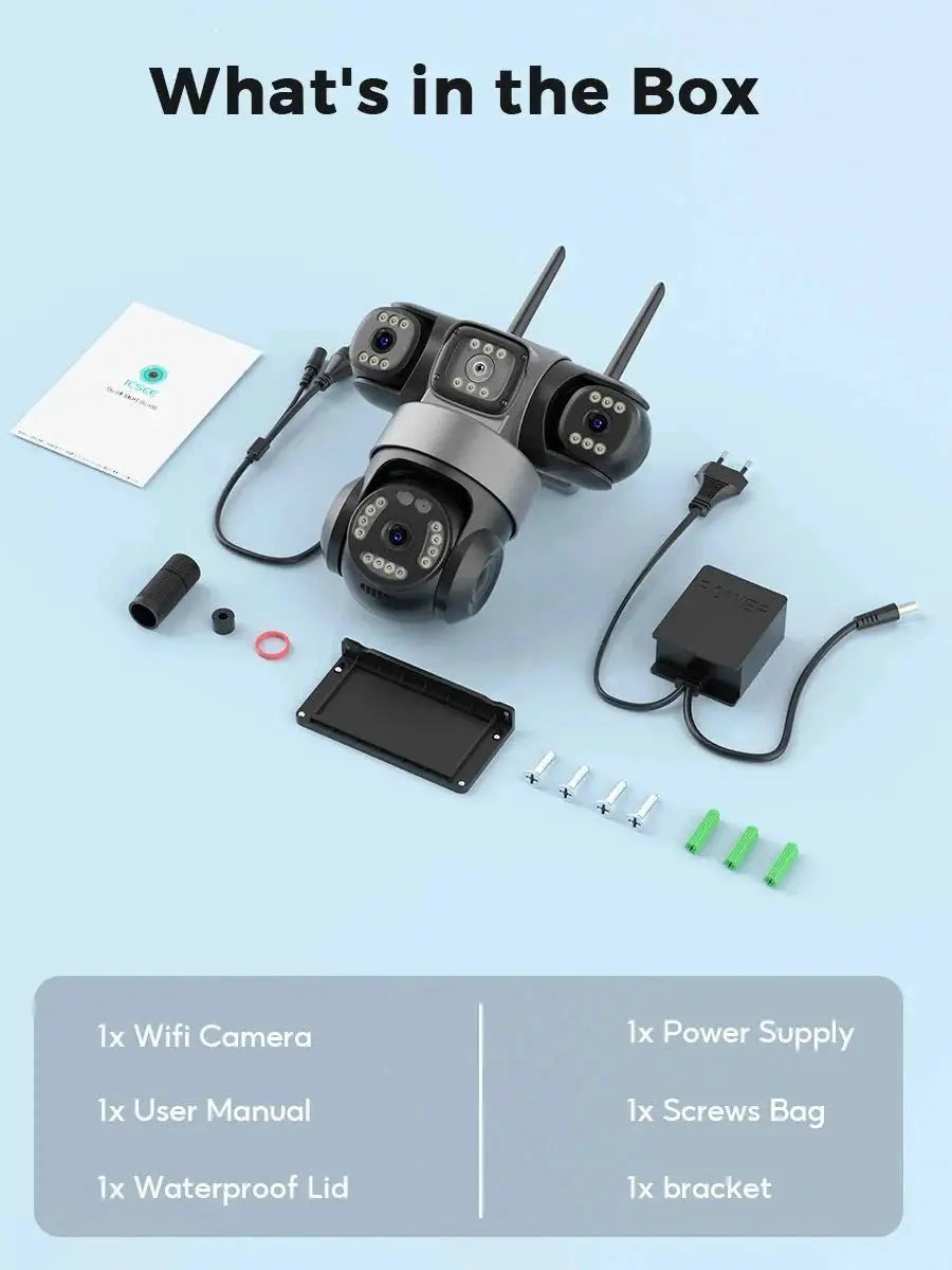 12MP Outdoor WiFi PTZ Camera With 6K HD Triple Lens Waterproof - stepyours.com