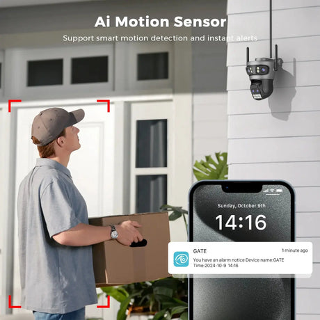 20MP Outdoors WiFi PTZ Security Camera - AI Human Detection and 10X Zoom Hooks by stepyours.com