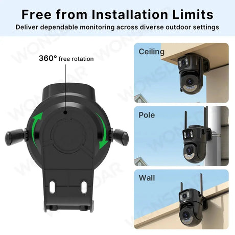 External WiFi PTZ Camera Dual Lens - Outdoor 2.4Ghz And 5Ghz WiFi Auto Tracking - stepyours.com