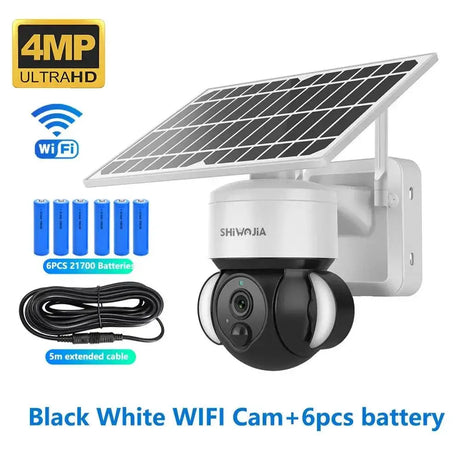 Shiwojia WiFi Solar Powered Security Camera 4MP Outdoor