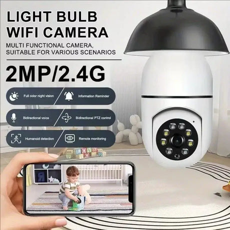 GEMODI 2.4G E27 WiFi Bulb Camera 1080P Night Vision Motion Two Way Audio - stepyours.com