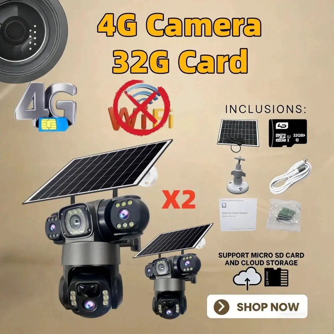 2 Pack Outdoor Security Camera System - 15MP Triple Lens 4G Solar Auto Tracking - stepyours.com