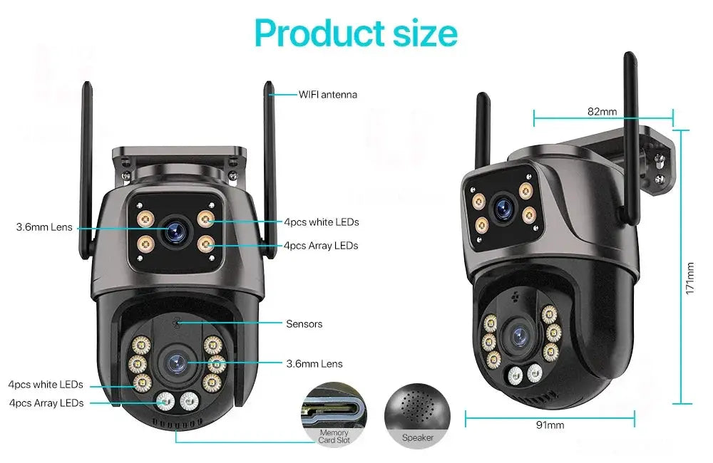 4K 8MP HD WiFi PTZ Camera Outdoor Dual Lens AI Tracking - ESCAPION