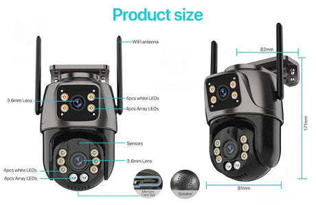 4K 8MP HD WiFi PTZ Camera Outdoor Dual Lens AI Tracking - ESCAPION