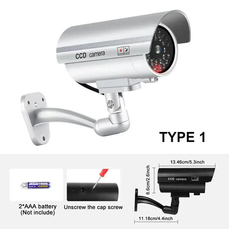 Dummy Security Camera Waterproof Indoor Outdoor Red LED Flashing No Wiring - stepyours.com