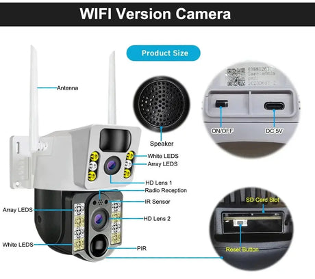 V380 Pro Solar 8MP 4K Wireless Camera - Dual Lens, 4G PIR Night Vision - stepyours.com