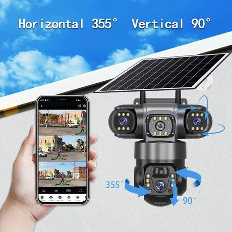 V380Pro 3 Lens WiFi Solar Camera 360 Outdoor Waterproof Security - stepyours.com