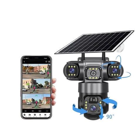 V380PRO 3 Lens WiFi Solar Camera 15MP 360 Outdoor Waterproof CCTV Night Vision - stepyours.com