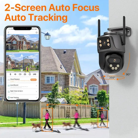 WONSDAR Dual Lens PTZ WiFi Camera Outdoor AI Security iCSee.add Hooks - stepyours.com