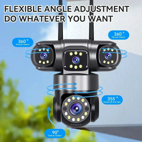 10K 20MP Outdoor WiFi Security Camera 360 Degree PTZ With 4 Lenses And 16X Zoom - stepyours.com