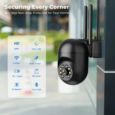 Mini PTZ WiFi Camera 4MP 2K ICsee Surveillance 5X Digital Zoom HD Night Vision - stepyours.com