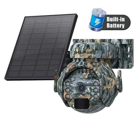 SHIWOJIA 3MP 4G Solar Cameras Wireless 360 Degree PTZ