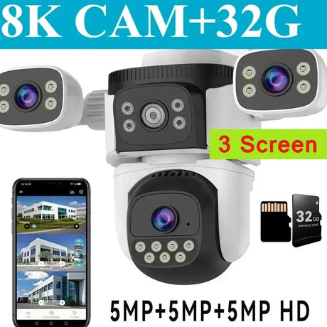 Outdoor WiFi PTZ CCTV Camera With 5X Zoom Four Lens Night Vision - stepyours.com