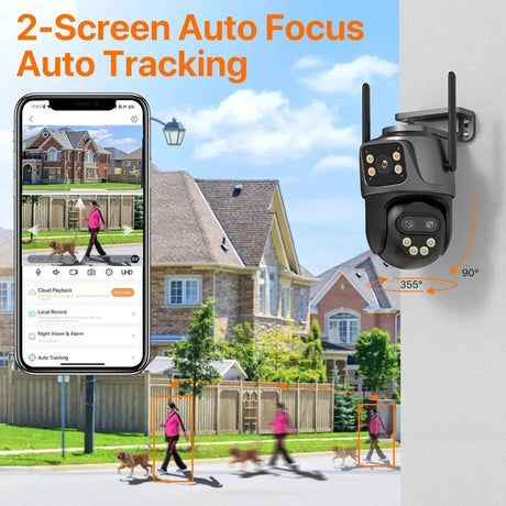 IP Camera 6K 9MP WiFi Outdoor Camera - 3 Lens Dual Screen PTZ With 8x Zoom - stepyours.com