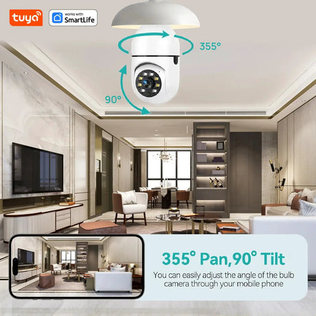 Tuya 1080P 2.4G E27 WiFi Bulb Surveillance Camera Night Vision Two Way Audio - stepyours.com