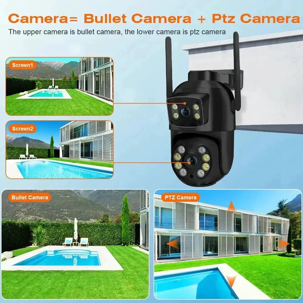 8MP 4K PTZ WiFi Camera With Dual Lens For Outdoor AI Human Detection - stepyours.com