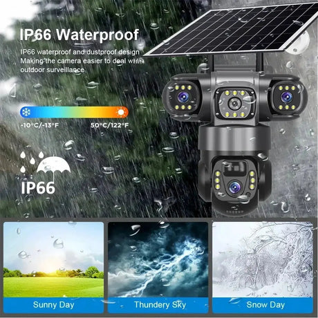Solar Wireless Security Camera 12MP HD 3 Lens 10X Zoom IP66 Outdoor - stepyours.com