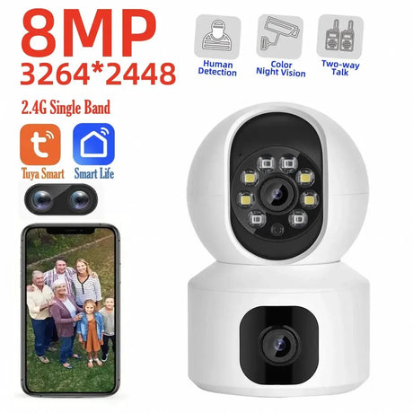 Tuya 8MP Dual Lens WiFi IP Camera - Color Night Vision With Auto Tracking - stepyours.com