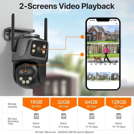 WONSDAR Outdoor WiFi IP Camera - 8x Zoom Triple Lens PTZ With Auto Tracking - stepyours.com