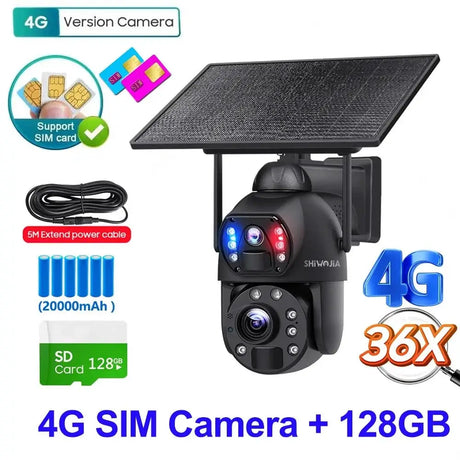 SHIWOJIA Solar 4G Security Camera With 360 Night Vision And 36X Zoom - stepyours.com