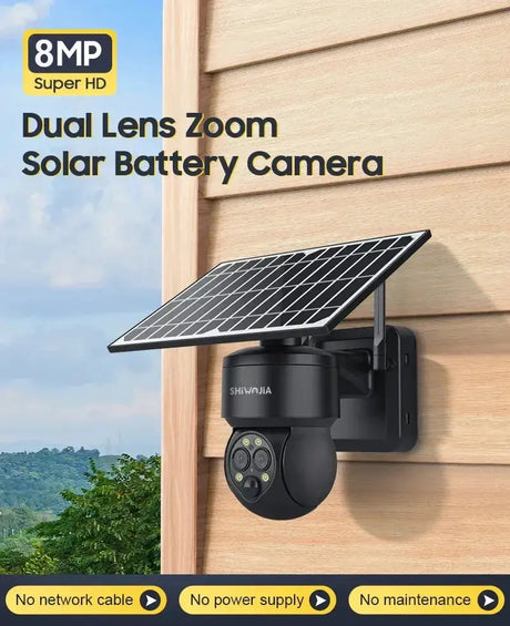 Shiwojia 4G Sim Solar Camera With WiFi 6W Dual Lens 12X Zoom