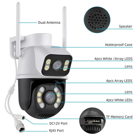 4K PTZ WiFi Security Camera With AI Detection Night Vision