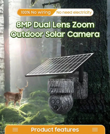 INQMEGA 8MP 4G SIM Card WiFi Solar Camera Outdoor Security